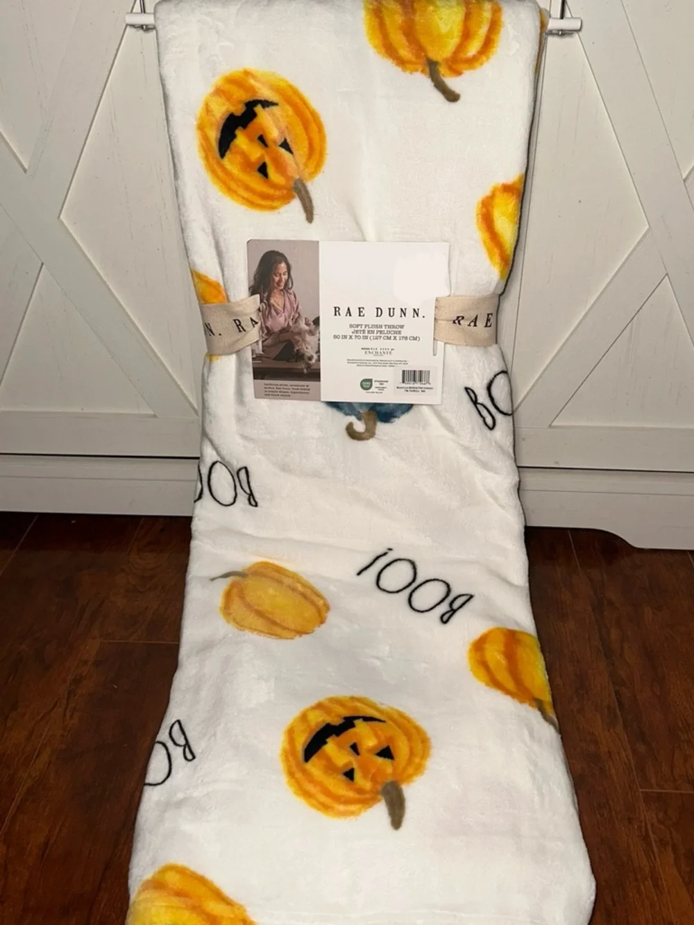 Rae Dunn Jack O Lantern Pumpkin ‘BOO’ Plush Throw Blanket